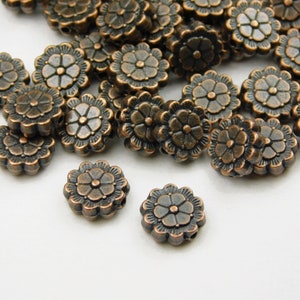 20 Pcs - 9x3mm Antique Copper Flower Spacer Beads - Metal Spacer Beads - Copper Spacer Beads - Spacer Beads - Jewelry Supplies