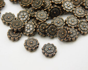 20 Pcs - 9x3mm Antique Copper Flower Spacer Beads - Metal Spacer Beads - Copper Spacer Beads - Spacer Beads - Jewelry Supplies