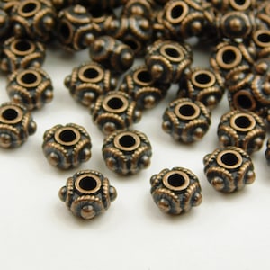 25 Pcs - 8mm x 5mm Tibetan Style Rondelle Spacer Beads - Antique Copper - Metal - Jewelry Supplies - Rondelle Spacers