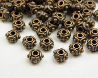 25 Pcs - 8mm x 5mm Tibetan Style Rondelle Spacer Beads - Antique Copper - Metal - Jewelry Supplies - Rondelle Spacers
