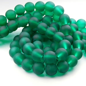 15 Inch Strand - 10mm Round Transparent Sea Green Frosted Glass Beads - Sea Glass Beads - Glass Beads - Jewelry Supplies