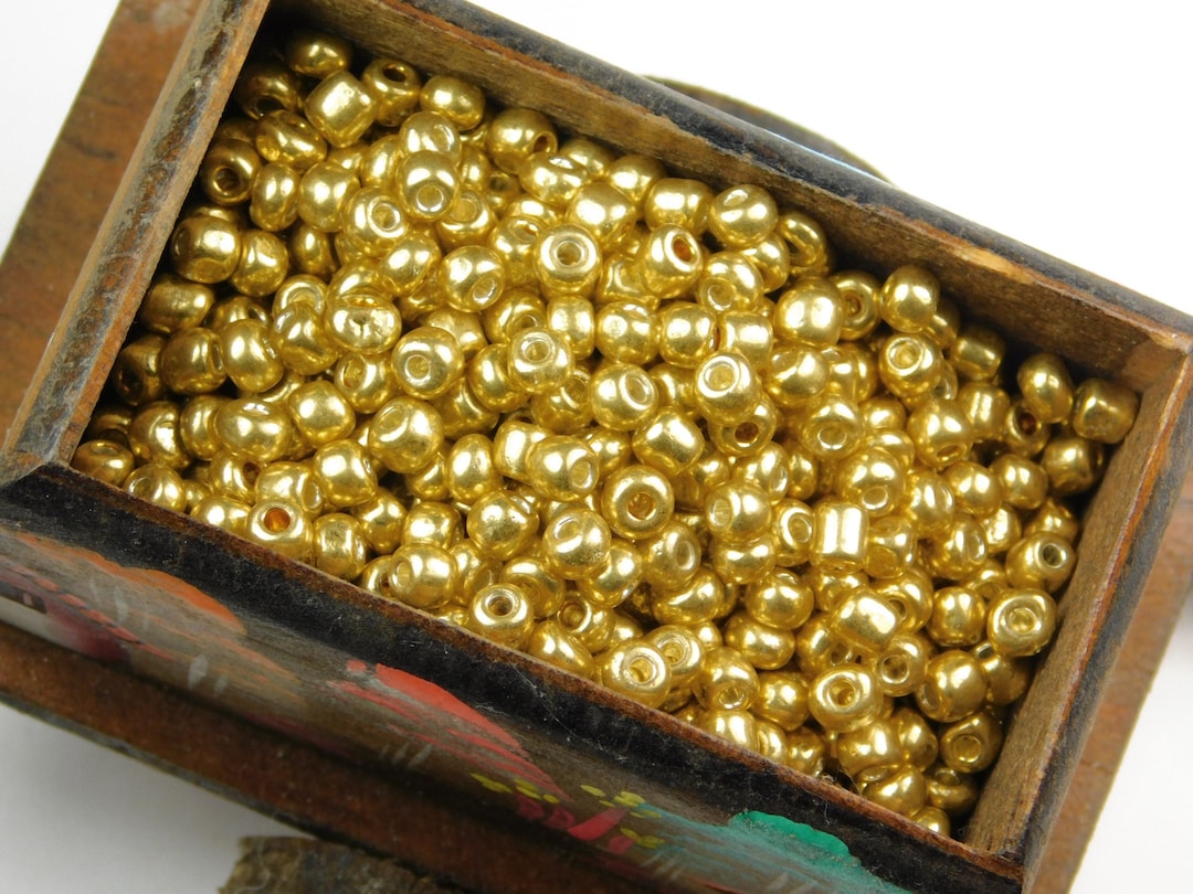 6/0 Seed Beads Opaque Metallic Gold Seed Beads Gold Seed Beads Glass