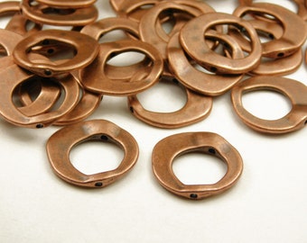 10 Pcs - Flat Round Red Copper Donut Bead Frames - 20.5x3mm - Copper Ring Pendants - Jewelry Supplies - Copper Charm - Craft Supplies