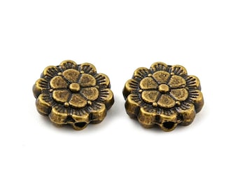 20 Pcs - 9x3mm Antique Bronze Flower Spacer Beads - Metal Spacer Beads - Bronze Spacer Beads - Spacer Beads - Jewelry Supplies