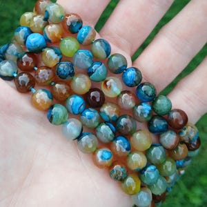 15 Inch Strand - 8mm Faceted Round Agate Beads - Sky Blue Mix - Agate Beads - Gemstone Beads - Jewelry Supplies