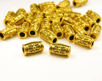 10 Pcs - 11x6mm Antique Gold Column Spacer Beads - Gold Tube Beads - Spacer Beads - Metal Spacer Beads - Jewelry Supplies