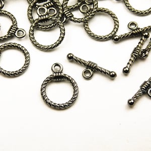 10 Sets - Tibetan Style Gunmetal Toggle Clasps - Findings - Clasps - Closures - Jewelry Supplies