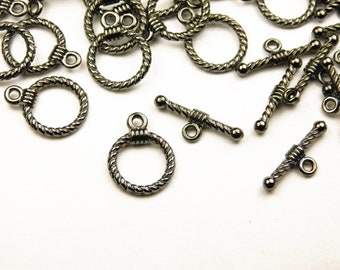 10 Sets - Tibetan Style Gunmetal Toggle Clasps - Findings - Clasps - Closures - Jewelry Supplies