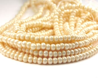 20 Inch Strand - 6/0 Czech Glass Seed Beads - Eggshell - Glass Seed Beads - Jewelry Supplies - Jewelry Making