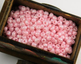 6/0 Seed Beads - Opaque Pink Luster Seed Beads - Pink Seed Beads - Glass Seed Beads - Jewelry Supplies - Jewelry Making