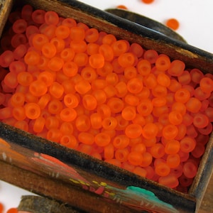 6/0 Seed Beads - Frosted Orange Seed Beads - Orange Seed Beads - Glass Seed Beads - Jewelry Supplies - Jewelry Making