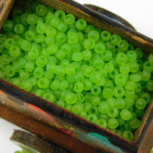 6/0 Seed Beads - Frosted Green Seed Beads - Green Seed Beads - Glass Seed Beads - Jewelry Supplies - Jewelry Making