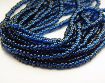 20 Inch Strand - 6/0 Czech Glass Seed Beads - Transparent Montana Blue - Glass Seed Beads - Jewelry Supplies - Jewelry Making