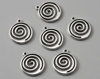 5 Pcs - 19.5x17x2mm Tibetan Style Antique Silver Spiral Charms - Pendants - Jewelry Making Supply - Craft Supplies