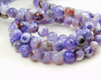 15 Inch Strand - 8mm Faceted Fire Agate Beads - Purple Mix - Agate Beads - Fire Agate Beads - Gemstone Beads - Jewelry Supplies