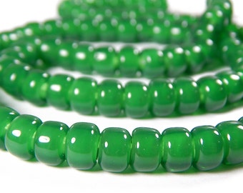50 Pcs - 9x6mm Opal Green Glass India Crow Beads - Crow Rollers - Glass Pony Beads - Jewelry Supplies