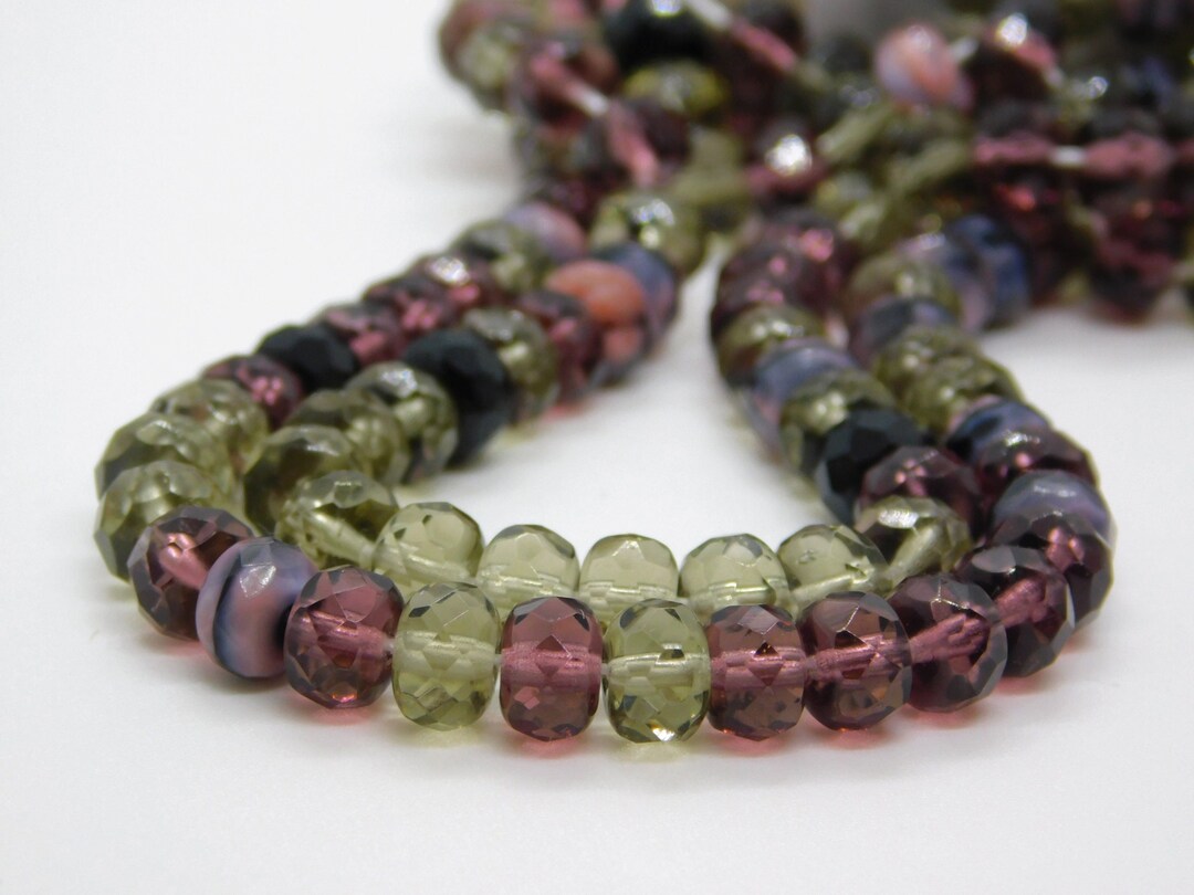 25 Pcs 7x4mm Czech Faceted Gem Cut Rondelle Mix Beads Czech Glass Beads