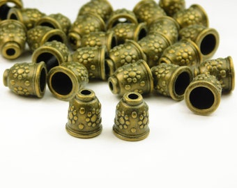 10 Pcs - 11x10mm Antique Bronze Cord End Caps - Bead End Caps - Jewelry Supplies - Craft Supplies - Tassel Caps - Bronze Caps - End Caps