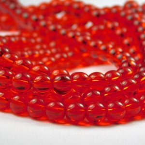 11 Inch Strand - 6mm Round Transparent Red Glass Beads - Red Beads - Glass Spacer Beads - Jewelry Supplies - Craft Supplies