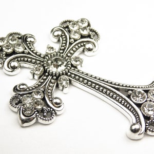 1 Pc - 75x50x7mm Rhinestone Cross - Tibetan Silver - Cross - Jewelry Supplies - Religious Supply - Rosary Part - Craft Supplies