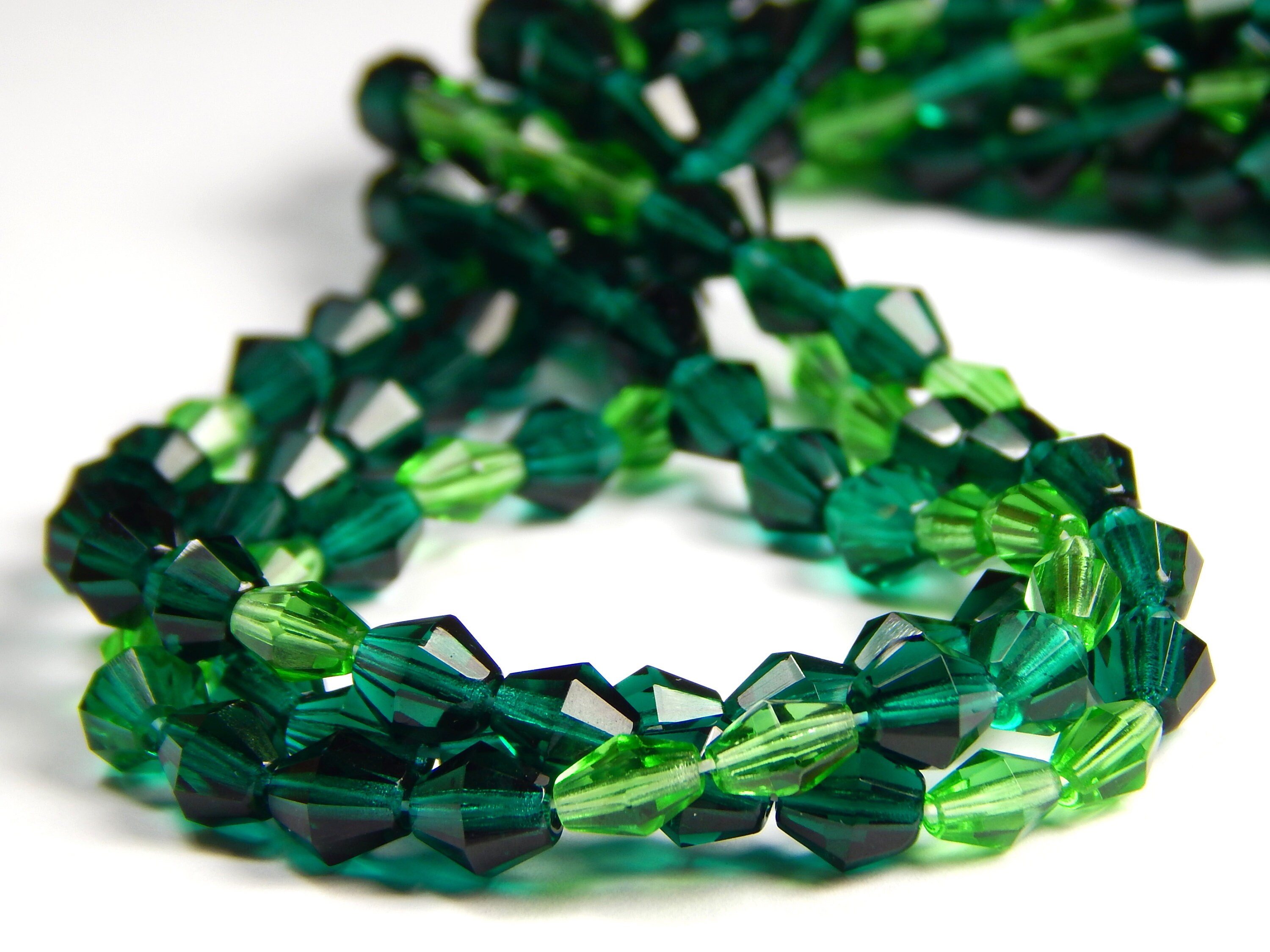 9mm Picasso Green Bicone beads Rustic czech glass carved aged beads 2898 15Pc