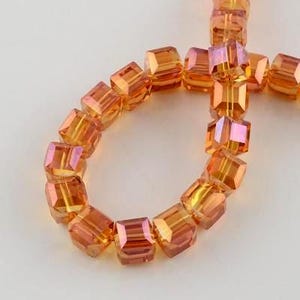 25 Pcs - 6mm Dark Orange AB Faceted Square Glass Cube Beads -  Jewelry Making Supply
