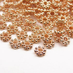 50 Pcs - 5x1.5mm Rose Gold Daisy Spacer Beads - Daisy Spacers - Metal Spacer Beads - Rose Gold Spacers - Jewelry Supplies