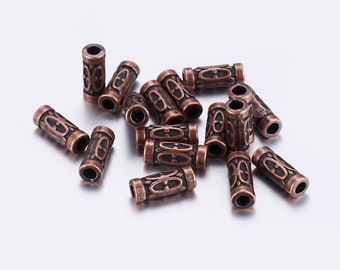 10 or 25 Pcs - 13x5mm Red Copper Tube Beads - Copper Tube Beads - Metal Spacer Beads - Column Spacer - Jewelry Supplies