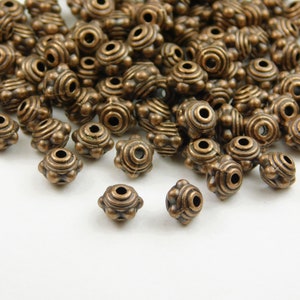 25 Pcs - 7.5mm x 5mm Tibetan Style Rondelle Spacer Beads - Antique Copper - Metal - Jewelry Supplies - Rondelle Spacers