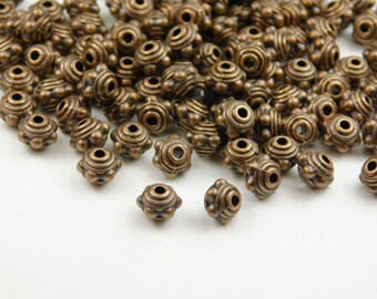 25 Pcs - 7.5mm x 5mm Tibetan Style Rondelle Spacer Beads - Antique Copper - Metal - Jewelry Supplies - Rondelle Spacers