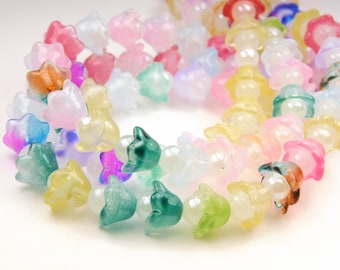 19 Inch Strand - 12x8mm Electroplated Glass Trumpet Beads - Mixed Color - Glass Beads - Flower Bead Caps - Jewelry Supplies