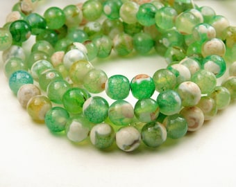 15 Inch Strand - 8mm Faceted Fire Agate Beads - Honeydew Green - Agate Beads - Fire Agate Beads - Gemstone Beads - Jewelry Supplies