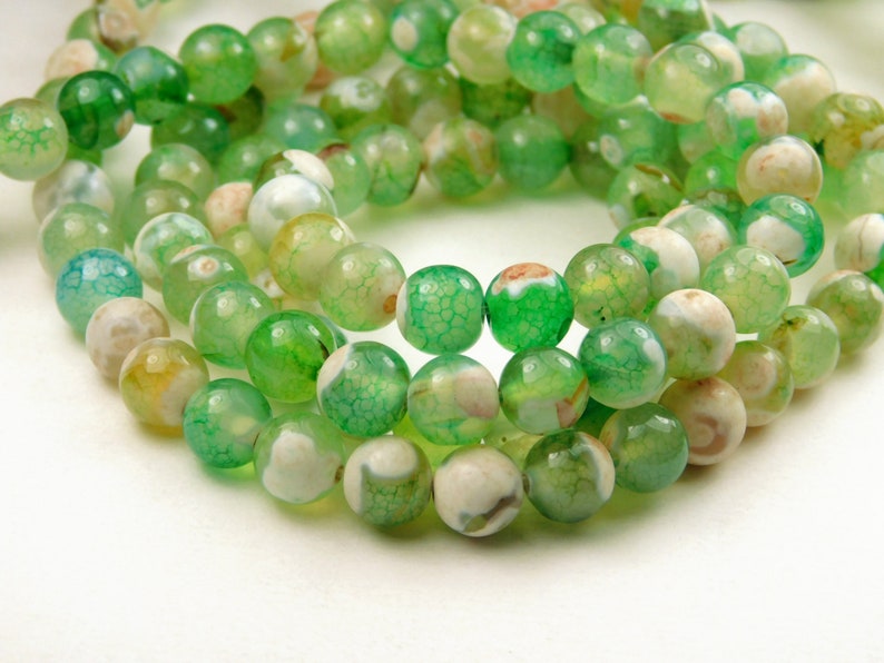 15 Inch Strand 8mm Faceted Fire Agate Beads Honeydew Green Agate Beads Fire Agate Beads Gemstone Beads Jewelry Supplies image 1