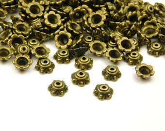 50 Pcs - 7x3mm Antique Bronze Bead Caps - Bronze Bead Caps - Antique Bronze Bead Cap - Bead End Caps - Jewelry Supplies