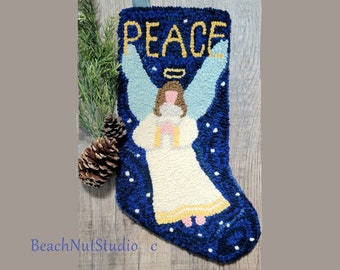 Angel of Peace stocking rug hooking pattern