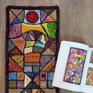 Organized Chaos geometric rug hooking pattern