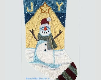 O JOY! snowman stocking rug hooking pattern