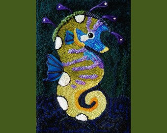 Charlotte the Sea Pony rug hooking pattern