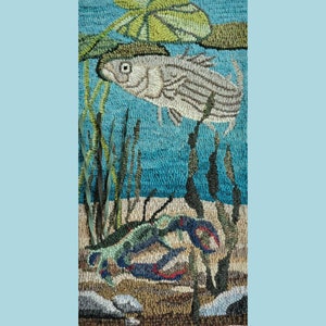 Below the Lilypads rug hooking pattern