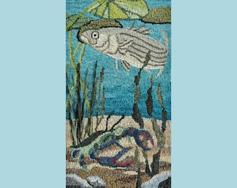 Below the Lilypads rug hooking pattern