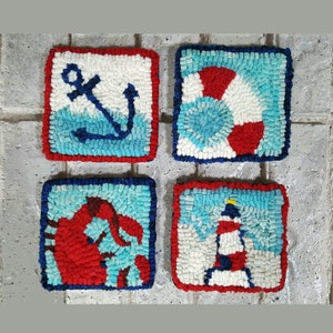 Nautical Coasters rug hooking patterns