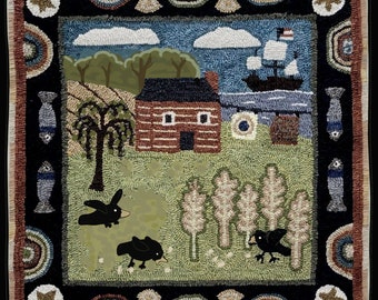 Primitive Homestead rug hooking pattern