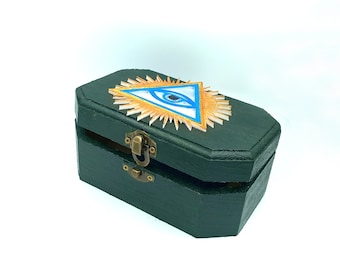 For the attraction of money and economic growth. Magic box for money. Famous Arabian magic box. Wooden box