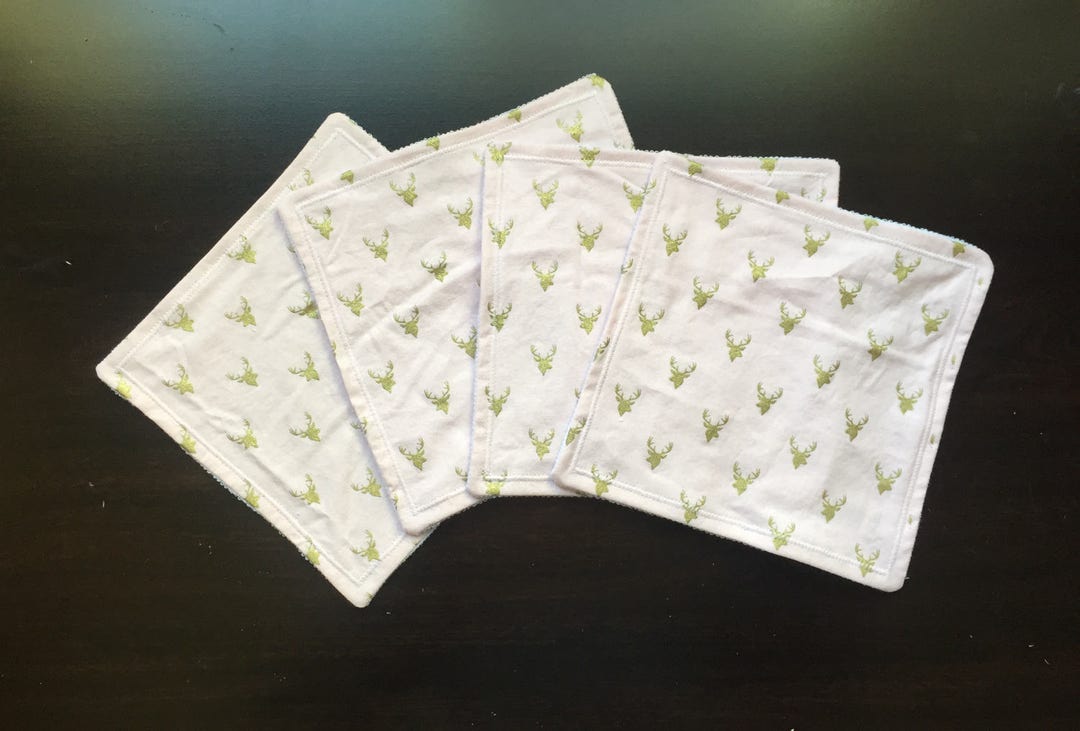 Pink and Gold Deer Washcloths/ Set of Four Washcloths Etsy