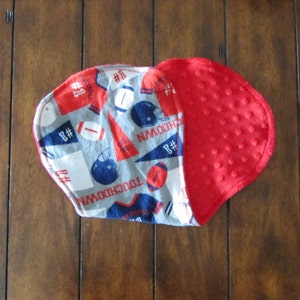 Football Baby Burp Cloth: Red, White, and Blue Minky Back