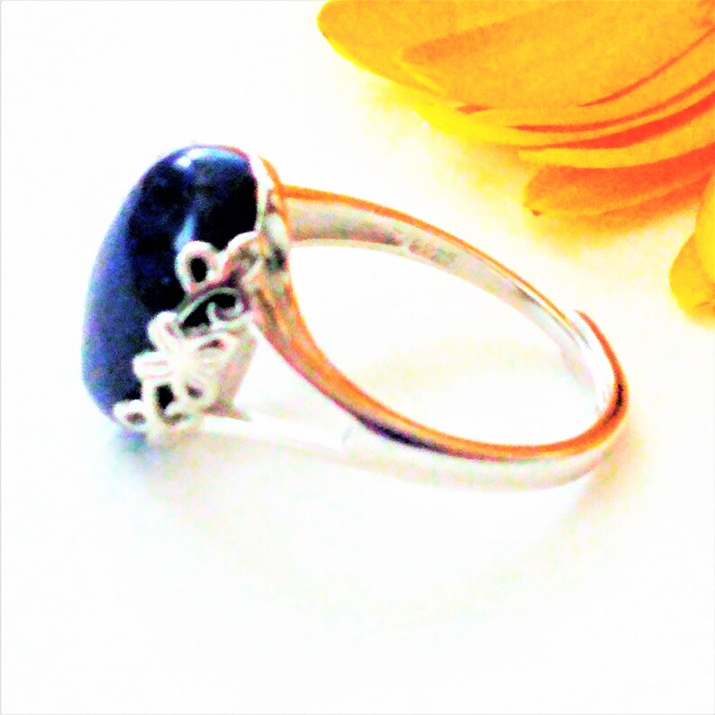 Lapis Lazuli Ring Adjustable Ring 14x10mm Sterling Silver Ring with Lapis Lazuli