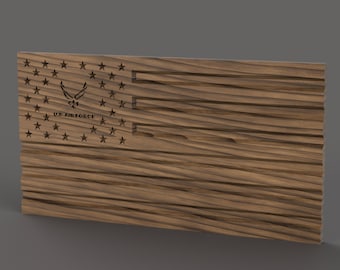 Amerikansk flagga (US) med flygvapnets insignier i 3D STL-fil för CNC-fräs