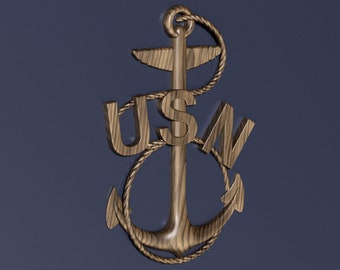 Navy Vintage Chief Petty Officer (CPO) insignia 3D stl file for CNC router