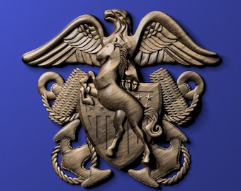 Navy Officers Crest (Mustang) 3D stl file for CNC router