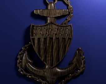 Coast Guard Chief Petty Officer (CPO) insignia 3D stl file for CNC router